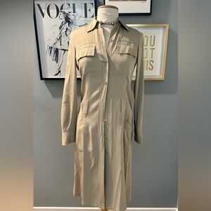 DKNY Taupe Long Sleeve Shirt Dress